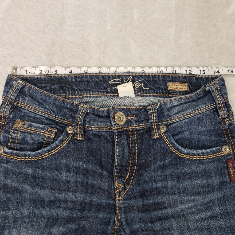 Silver Jeans Womens Kelli Boyfriend Relaxed Skinny Jeans Blue 26 (28) Low Rise - Picture 9 of 11